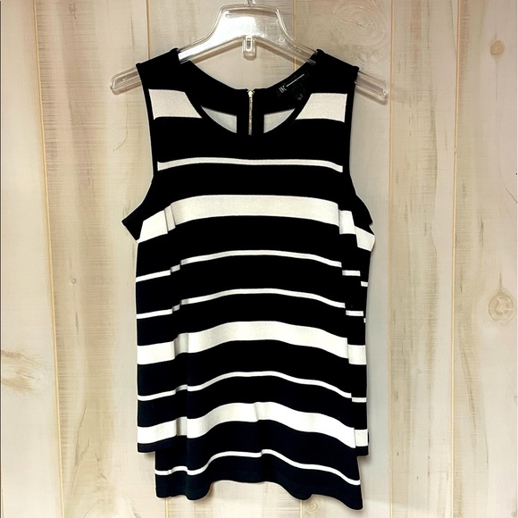 INC Black And White Knit Sweater With Cold Shoulder Sz L - Picture 2 of 6